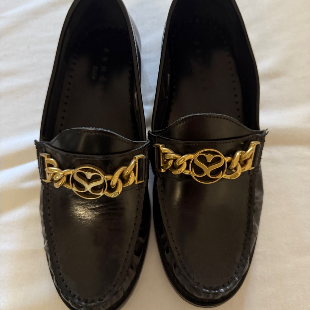 Sandro Black Loafers with Gold Accent